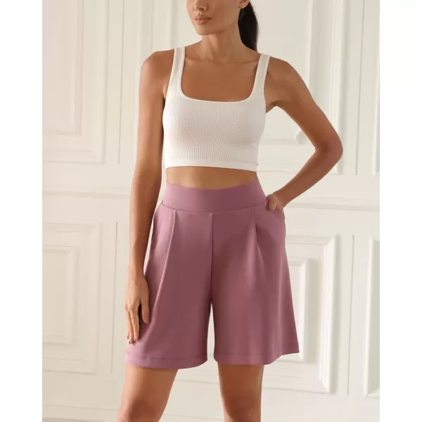 ODODOS Modal Soft Wide Leg Shorts for Women High Waist Casual Relaxed Shorts with PocketsInseam 4quot 6quotMauve Pink