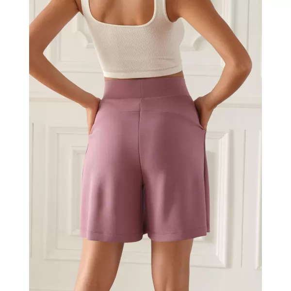 ODODOS Modal Soft Wide Leg Shorts for Women High Waist Casual Relaxed Shorts with PocketsInseam 4quot 6quotMauve Pink