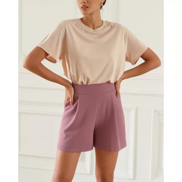 ODODOS Modal Soft Wide Leg Shorts for Women High Waist Casual Relaxed Shorts with PocketsInseam 4quot 6quotMauve Pink