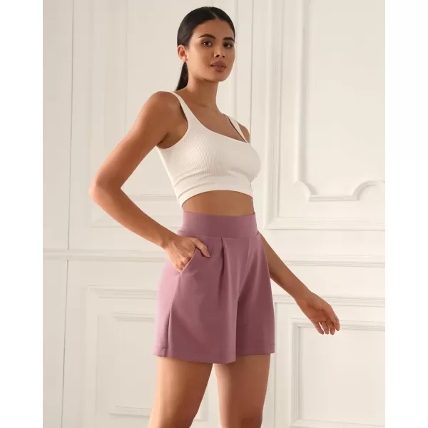 ODODOS Modal Soft Wide Leg Shorts for Women High Waist Casual Relaxed Shorts with PocketsInseam 4quot 6quotMauve Pink