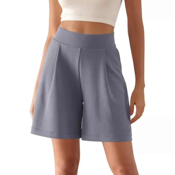 ODODOS Modal Soft Wide Leg Shorts for Women High Waist Casual Relaxed Shorts with PocketsInseam 4quot 6quotPurple Gray