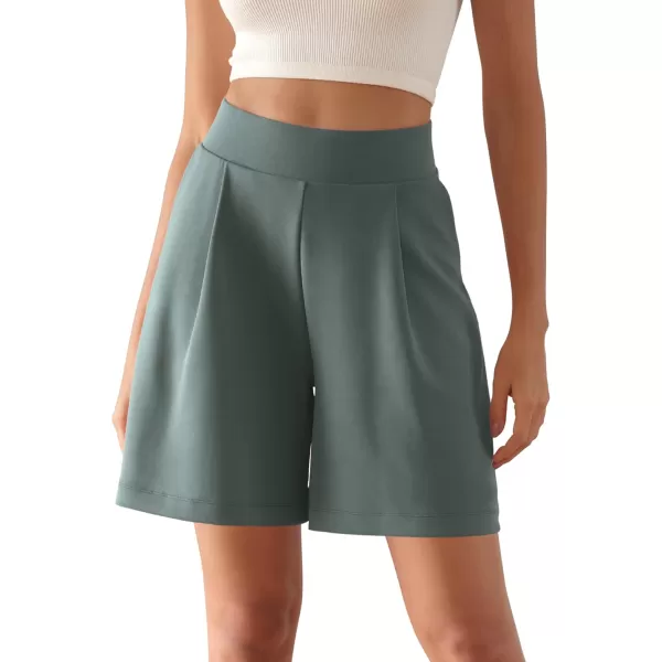 ODODOS Modal Soft Wide Leg Shorts for Women High Waist Casual Relaxed Shorts with PocketsInseam 4quot 6quotSlate Green