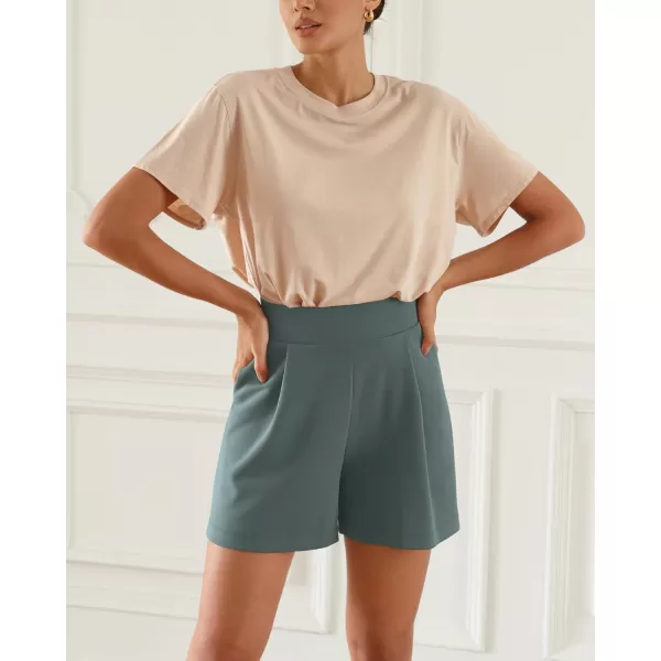 ODODOS Modal Soft Wide Leg Shorts for Women High Waist Casual Relaxed Shorts with PocketsInseam 4quot 6quotSlate Green