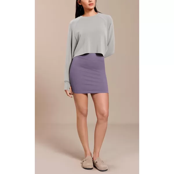 ODODOS Seamless Mini Skirt for Women Ribbed High Waisted Bodycon Basic Pencil SkirtsViolet