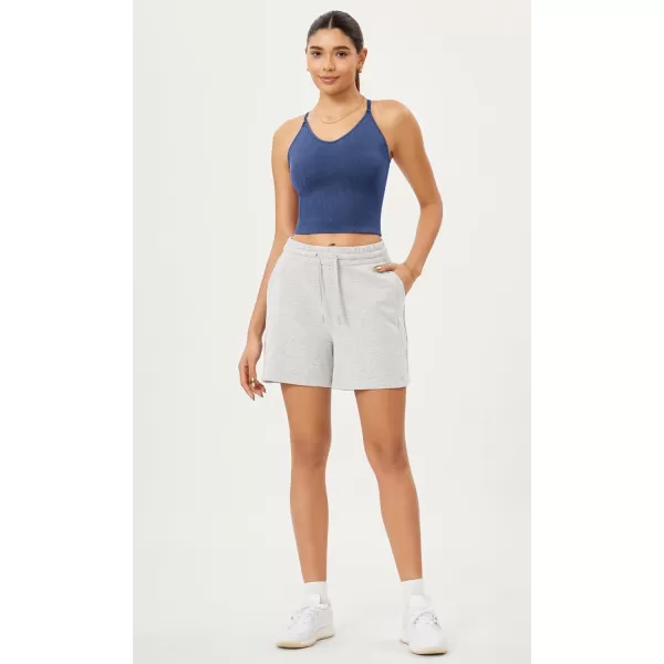 ODODOS Seamless Padded Sports Bra for Women CrissCross Back Longline Wirefree Brami Ribbed Crop Tank TopsCobalt Blue
