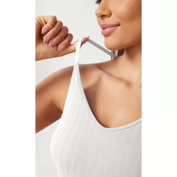 ODODOS Seamless Padded Sports Bra for Women CrissCross Back Longline Wirefree Brami Ribbed Crop Tank TopsWhite