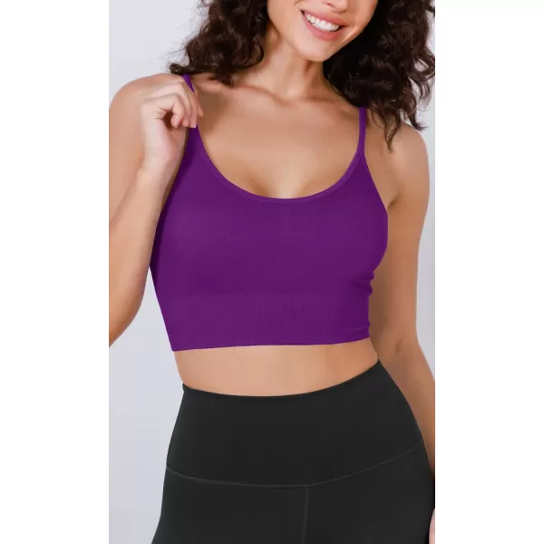 ODODOS Seamless Sports Bra for Women Ribbed Camisoles Non Padding Yoga Bra Crop Tank TopsPhloxsea Greenlapis