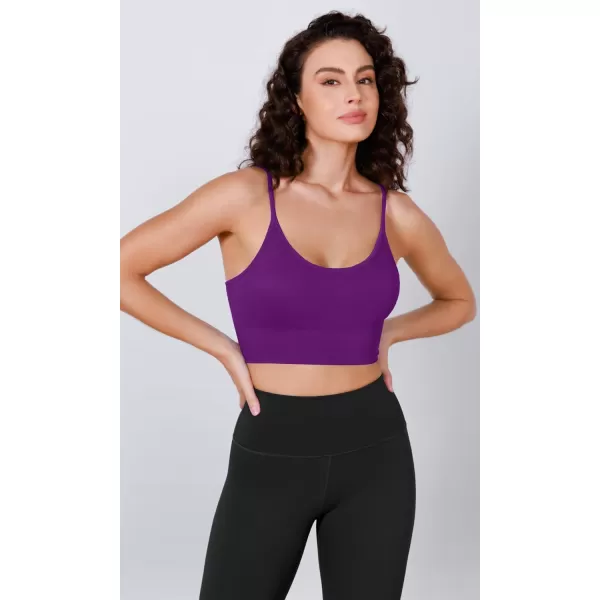 ODODOS Seamless Sports Bra for Women Ribbed Camisoles Non Padding Yoga Bra Crop Tank TopsPhloxsea Greenlapis