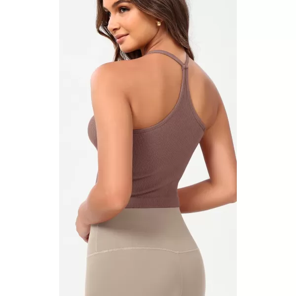 ODODOS Seamless Sweetheart Neck Crop Tank for Women Ribbed Strappy Racerback Cropped Cami TopsClove