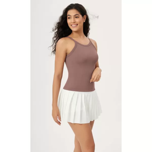 ODODOS Seamless Tank for Women Ribbed Strappy Sleeveless Shirts Scoop Neck Cami TopsClove