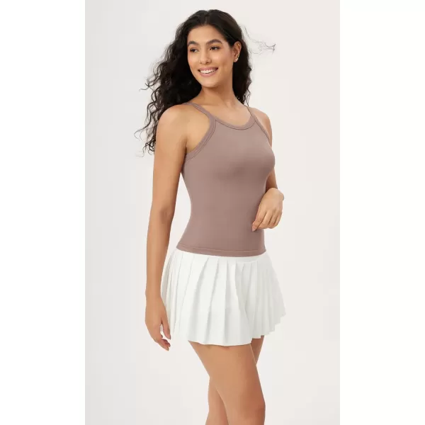 ODODOS Seamless Tank for Women Ribbed Strappy Sleeveless Shirts Scoop Neck Cami TopsSphinx