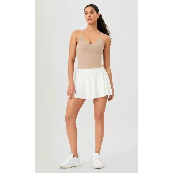 ODODOS V Neck Seamless Crop Tank for Women Ribbed Knit Soft Cropped Camisole TopsBeige