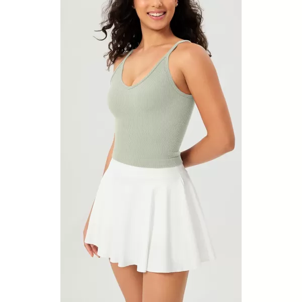 ODODOS V Neck Seamless Crop Tank for Women Ribbed Knit Soft Cropped Camisole TopsLintnutriablue Ashes