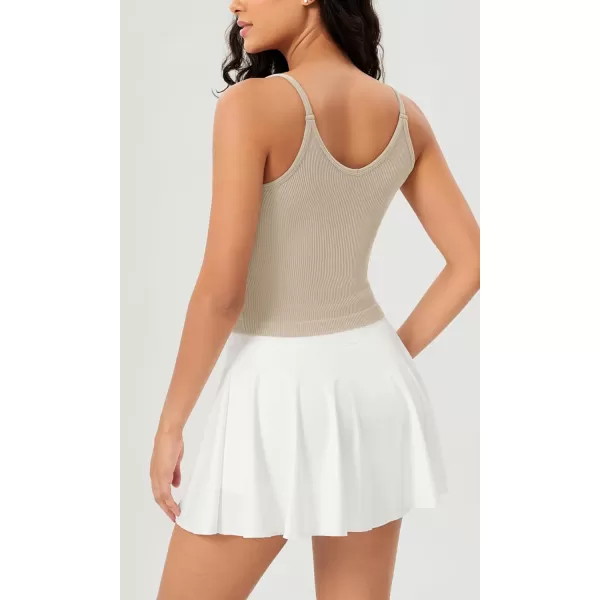 ODODOS V Neck Seamless Crop Tank for Women Ribbed Knit Soft Cropped Camisole TopsMushroom