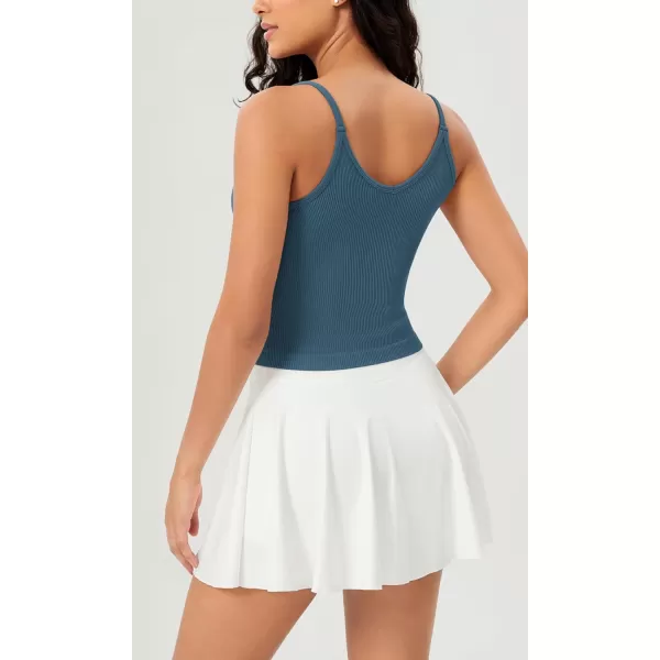 ODODOS V Neck Seamless Crop Tank for Women Ribbed Knit Soft Cropped Camisole TopsWhitebeigeocean