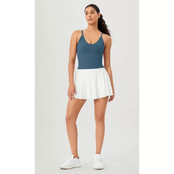 ODODOS V Neck Seamless Crop Tank for Women Ribbed Knit Soft Cropped Camisole TopsWhitebeigeocean