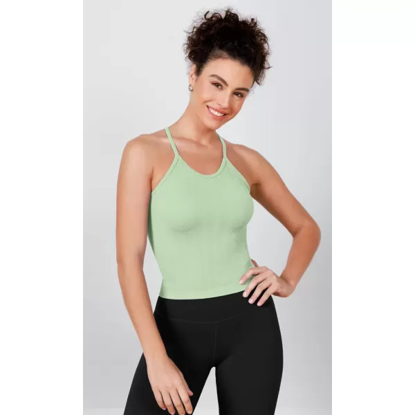 ODODOS Womens Crop 3Pack Herringbone Knit Seamless Soft Camisole Crop Tank TopsCoralmintwhite