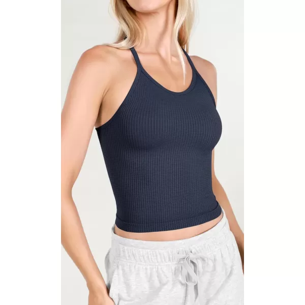 ODODOS Womens Crop 3Pack Waffle Knit Seamless Camisole Cropped Tank TopsNightwindsurferlotus