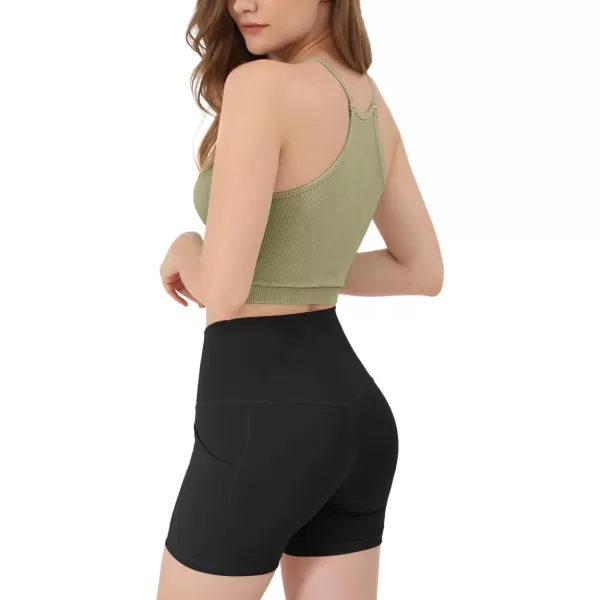 ODODOS Womens Crop 3Pack Washed Seamless RibKnit Camisole Crop Tank TopsAcid Wash Dusty Olivechocolate Crop