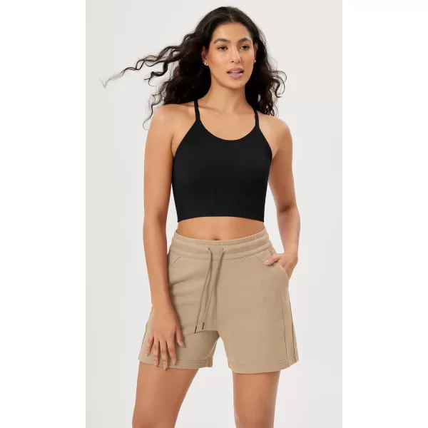ODODOS Womens Crop 3Pack Washed Seamless RibKnit Camisole Crop Tank TopsBlacknavyblue Crop