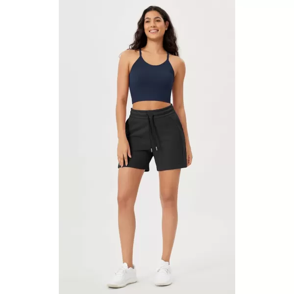 ODODOS Womens Crop 3Pack Washed Seamless RibKnit Camisole Crop Tank TopsBlacknavyblue Crop