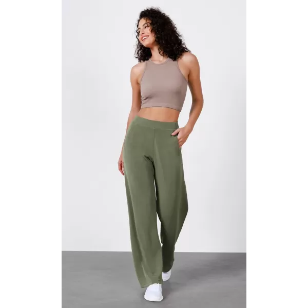 ODODOS Womens Modal Soft Wide Leg Pants Elastic High Waist Casual Lounge Relaxed Pants with Pockets  27quot 29quot  31quot InseamDark Sage