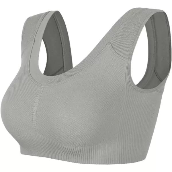 ODODOS 2Pack Crop Tank Tops for Women Seamless Ribbed Scoop Neck Low Back Sleeveless TopsGray