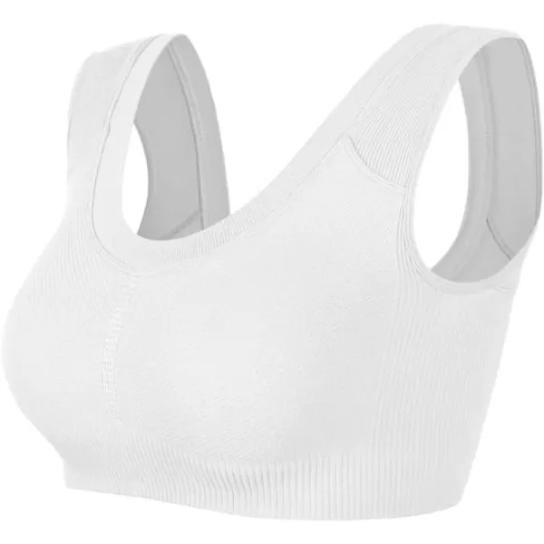 ODODOS 2Pack Crop Tank Tops for Women Seamless Ribbed Scoop Neck Low Back Sleeveless TopsWhite