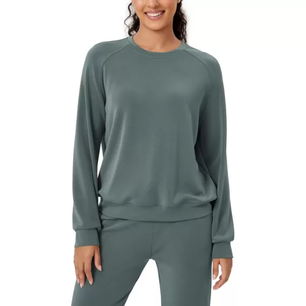 ODODOS Modal Soft Raglan Long Sleeves Sweatshirts for Women Oversized Crew Neck Pullover TopsSlate Green