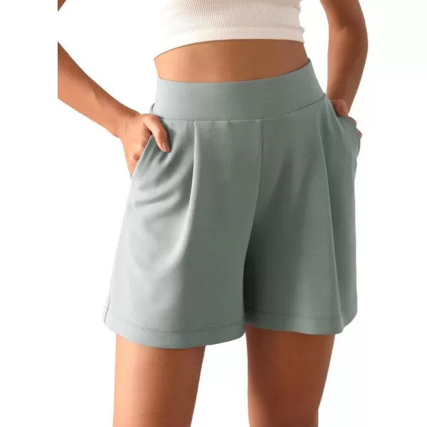 ODODOS Modal Soft Wide Leg Shorts for Women High Waist Casual Relaxed Shorts with PocketsInseam 4quot 6quotGrey Blue