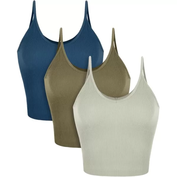 ODODOS V Neck Seamless Crop Tank for Women Ribbed Knit Soft Cropped Camisole TopsLintnutriablue Ashes