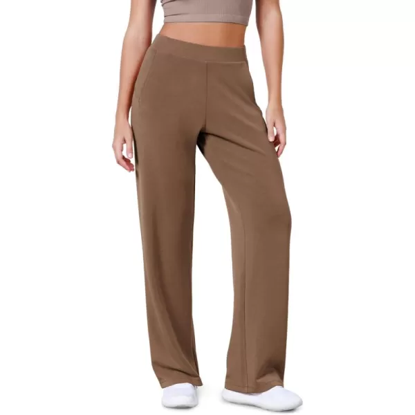 ODODOS Womens Modal Soft Wide Leg Pants Elastic High Waist Casual Lounge Relaxed Pants with Pockets  27quot 29quot  31quot InseamNutria