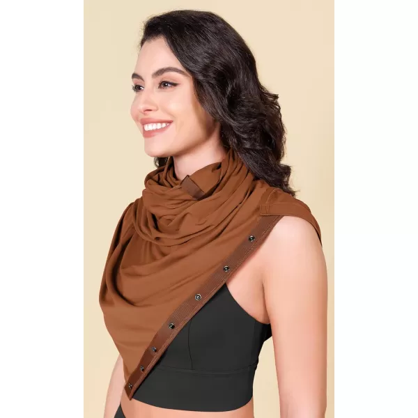 ODODOS Cloud Feeling Customizable Snap Scarf for Women Casual Convertible Wrap Shawl Cape CardigansCaramel