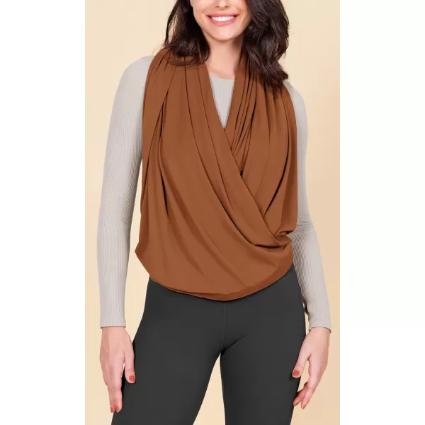 ODODOS Cloud Feeling Customizable Snap Scarf for Women Casual Convertible Wrap Shawl Cape CardigansCaramel