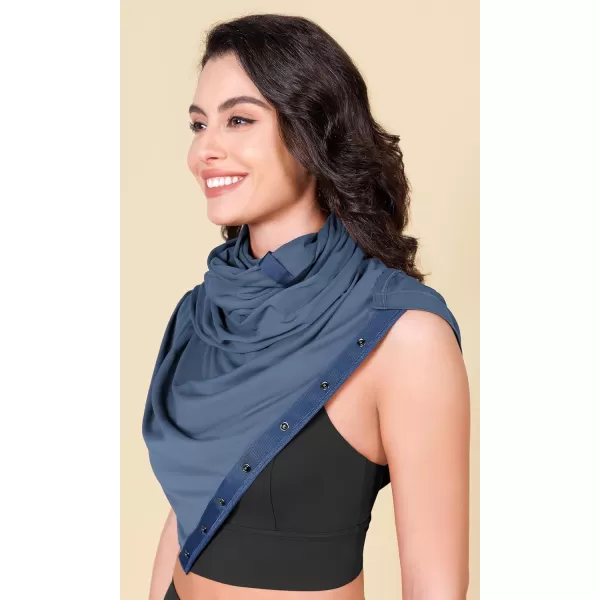 ODODOS Cloud Feeling Customizable Snap Scarf for Women Casual Convertible Wrap Shawl Cape CardigansInk Blue