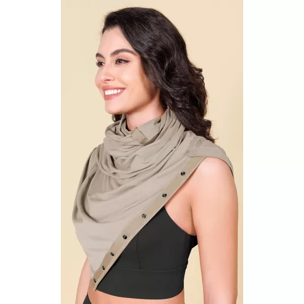 ODODOS Cloud Feeling Customizable Snap Scarf for Women Casual Convertible Wrap Shawl Cape CardigansShaker Beige