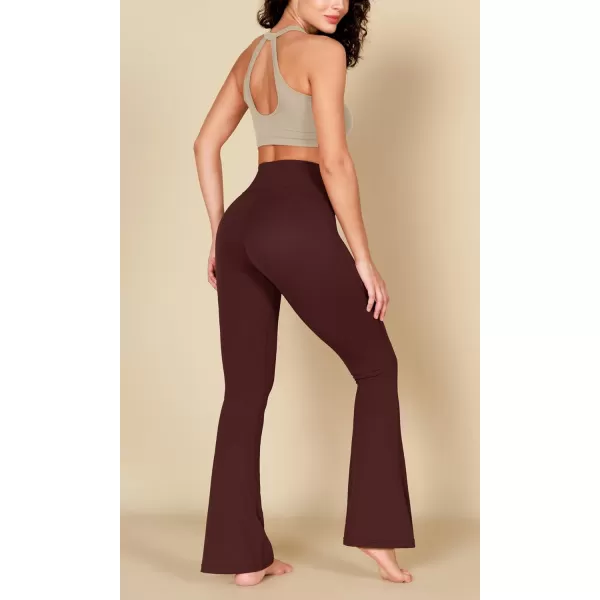 ODODOS Cloud Feeling Flared Yoga Pants with Back Pocket for Women High Waist Casual Bootleg Lounge Pants 30quot32quot InseamBurgundy