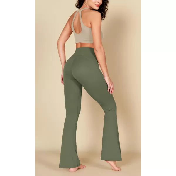 ODODOS Cloud Feeling Flared Yoga Pants with Back Pocket for Women High Waist Casual Bootleg Lounge Pants 30quot32quot InseamDark Olive