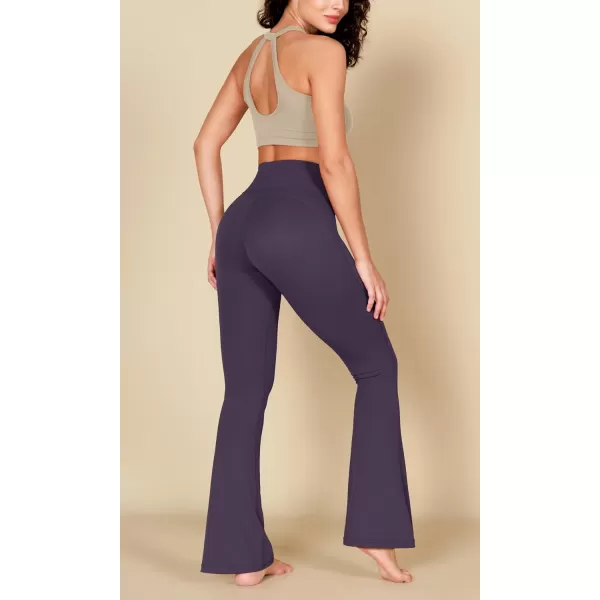 ODODOS Cloud Feeling Flared Yoga Pants with Back Pocket for Women High Waist Casual Bootleg Lounge Pants 30quot32quot InseamDark Purple