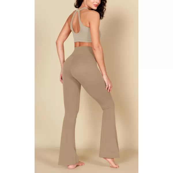 ODODOS Cloud Feeling Flared Yoga Pants with Back Pocket for Women High Waist Casual Bootleg Lounge Pants 30quot32quot InseamLight Brown