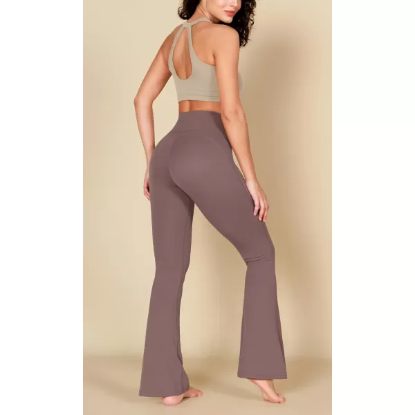 ODODOS Cloud Feeling Flared Yoga Pants with Back Pocket for Women High Waist Casual Bootleg Lounge Pants 30quot32quot InseamPurple Taupe