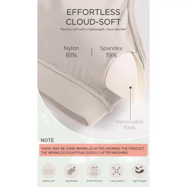ODODOS Cloud Feeling Y Racerback Sports Bra for Women Wirefree Padded Strappy Yoga BraOat Milk
