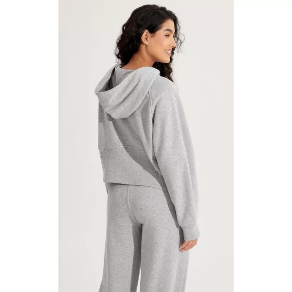 ODODOS HalfZip Hoodies for Women Fleece Lined Cropped Sweatshirts Pullover Long Sleeve Sweater Thumb HoleHeather Grey