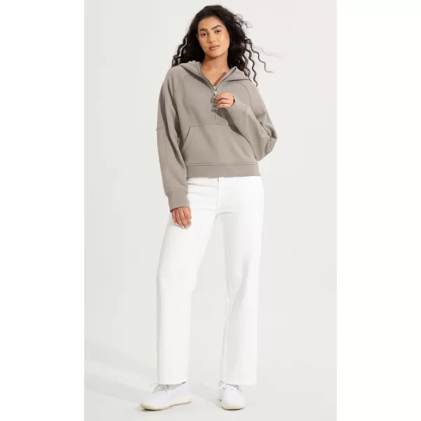 ODODOS HalfZip Hoodies for Women Fleece Lined Cropped Sweatshirts Pullover Long Sleeve Sweater Thumb HoleMushroom