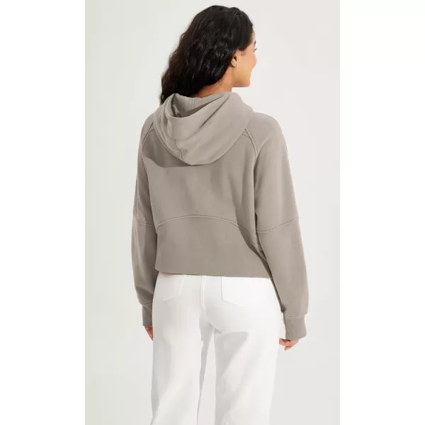 ODODOS HalfZip Hoodies for Women Fleece Lined Cropped Sweatshirts Pullover Long Sleeve Sweater Thumb HoleMushroom