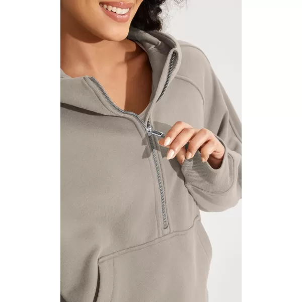 ODODOS HalfZip Hoodies for Women Fleece Lined Cropped Sweatshirts Pullover Long Sleeve Sweater Thumb HoleMushroom