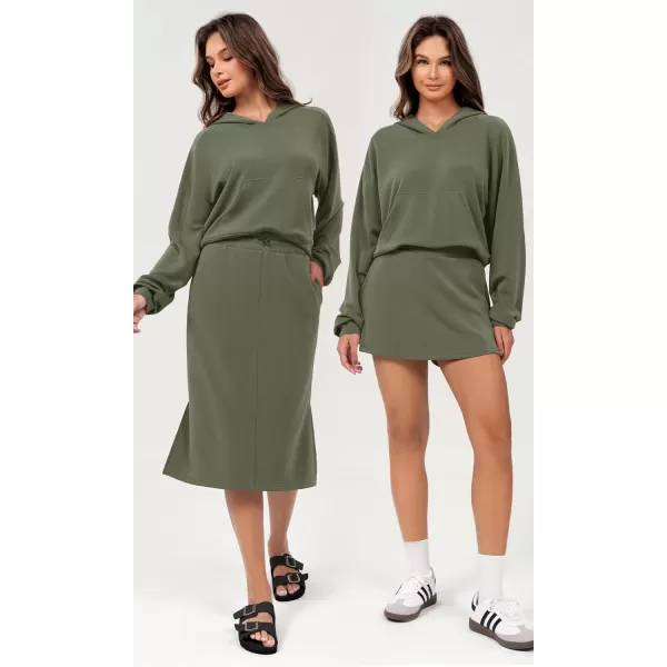 ODODOS Modal Soft Long Sleeve Cropped Hoodie for Women Oversized Pullover Sweatshirts with PocketDark Sage