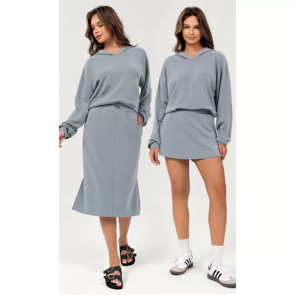 ODODOS Modal Soft Long Sleeve Cropped Hoodie for Women Oversized Pullover Sweatshirts with PocketGrey Blue