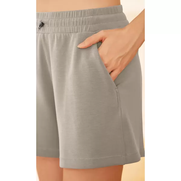 ODODOS Modal Soft Relaxed Shorts for Women Adjustable Shockcord High Waist Casual Shorts with PocketsKhaki