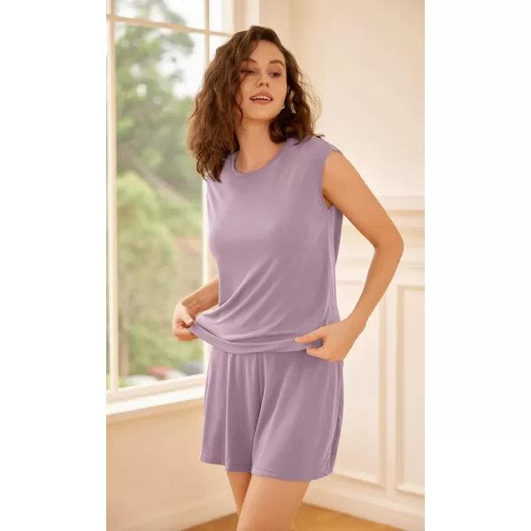 ODODOS Modal Soft Sleeveless Shirts for Women Crew Neck Yoga Tee Summer Flowy Workout Tank TopsLavender
